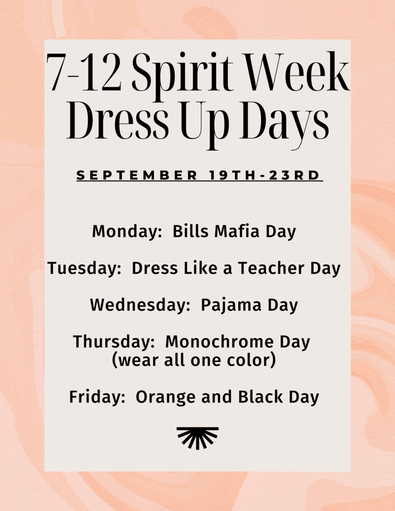 7-12 Spirit Week Dress Up Days